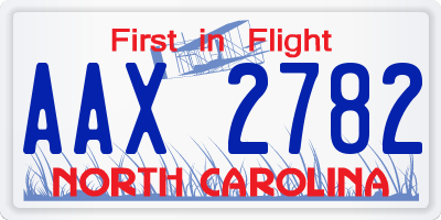 NC license plate AAX2782