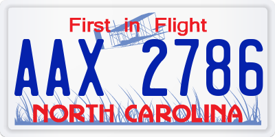 NC license plate AAX2786