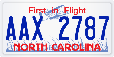 NC license plate AAX2787