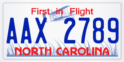 NC license plate AAX2789