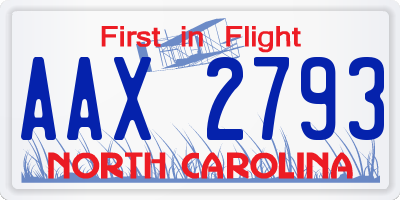 NC license plate AAX2793