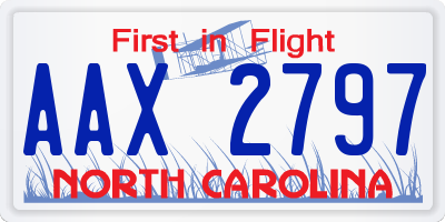 NC license plate AAX2797