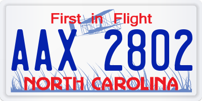 NC license plate AAX2802