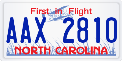 NC license plate AAX2810