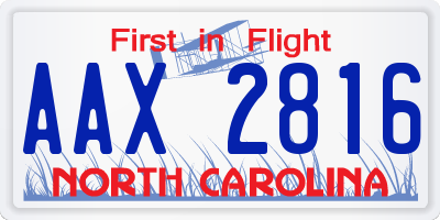 NC license plate AAX2816