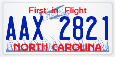 NC license plate AAX2821