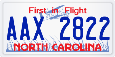 NC license plate AAX2822