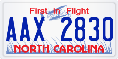 NC license plate AAX2830