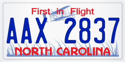 NC license plate AAX2837