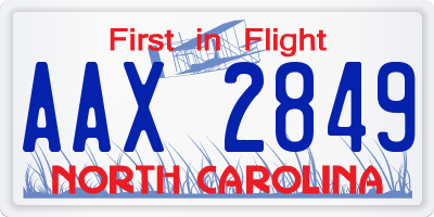 NC license plate AAX2849