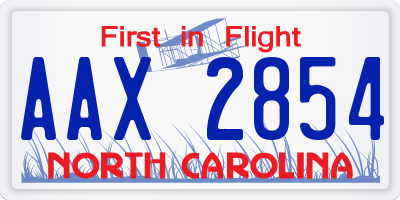 NC license plate AAX2854