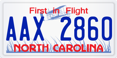 NC license plate AAX2860