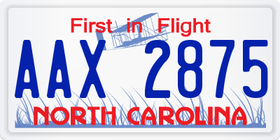 NC license plate AAX2875
