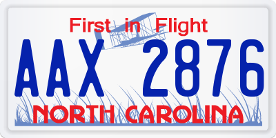NC license plate AAX2876