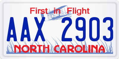 NC license plate AAX2903