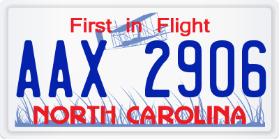 NC license plate AAX2906