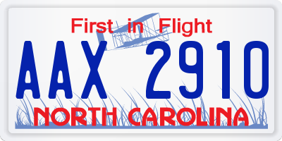 NC license plate AAX2910
