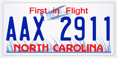NC license plate AAX2911