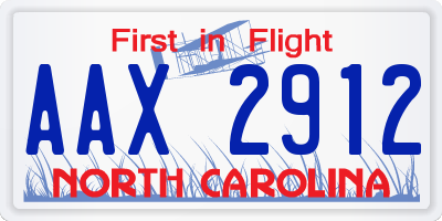 NC license plate AAX2912