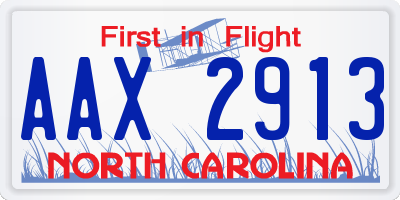 NC license plate AAX2913