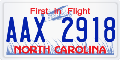 NC license plate AAX2918