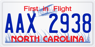 NC license plate AAX2938
