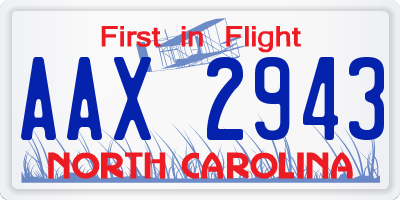 NC license plate AAX2943