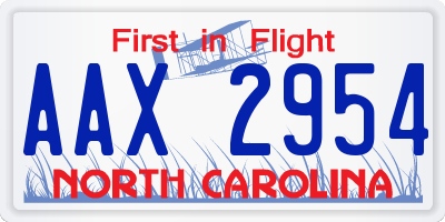 NC license plate AAX2954