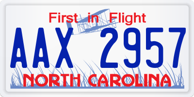 NC license plate AAX2957