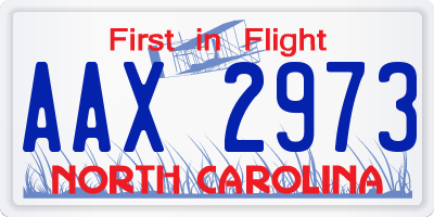 NC license plate AAX2973