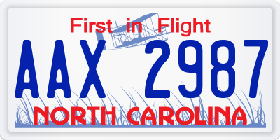 NC license plate AAX2987