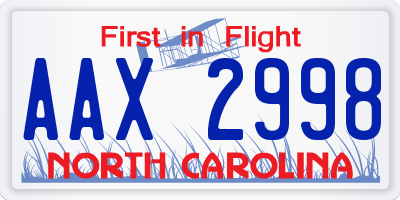 NC license plate AAX2998