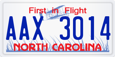 NC license plate AAX3014