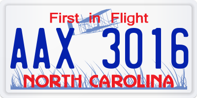 NC license plate AAX3016