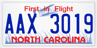 NC license plate AAX3019