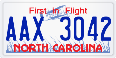 NC license plate AAX3042