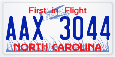 NC license plate AAX3044