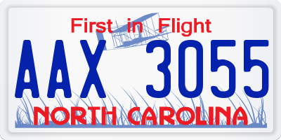 NC license plate AAX3055