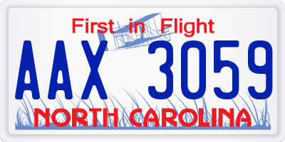 NC license plate AAX3059