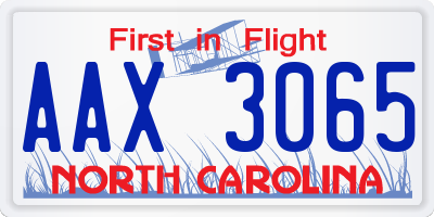 NC license plate AAX3065