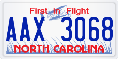 NC license plate AAX3068