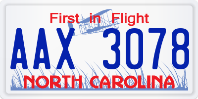 NC license plate AAX3078