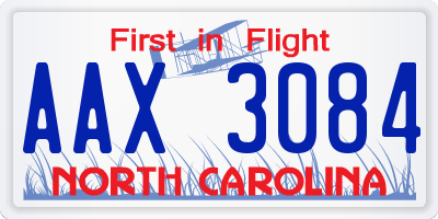 NC license plate AAX3084