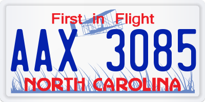 NC license plate AAX3085