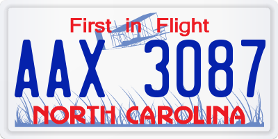 NC license plate AAX3087