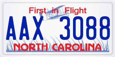 NC license plate AAX3088