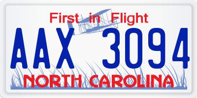 NC license plate AAX3094