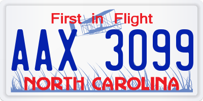 NC license plate AAX3099