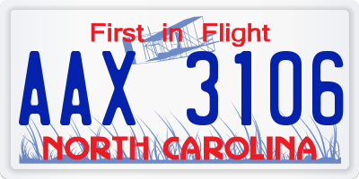 NC license plate AAX3106