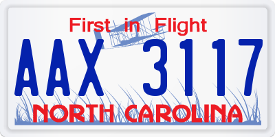 NC license plate AAX3117